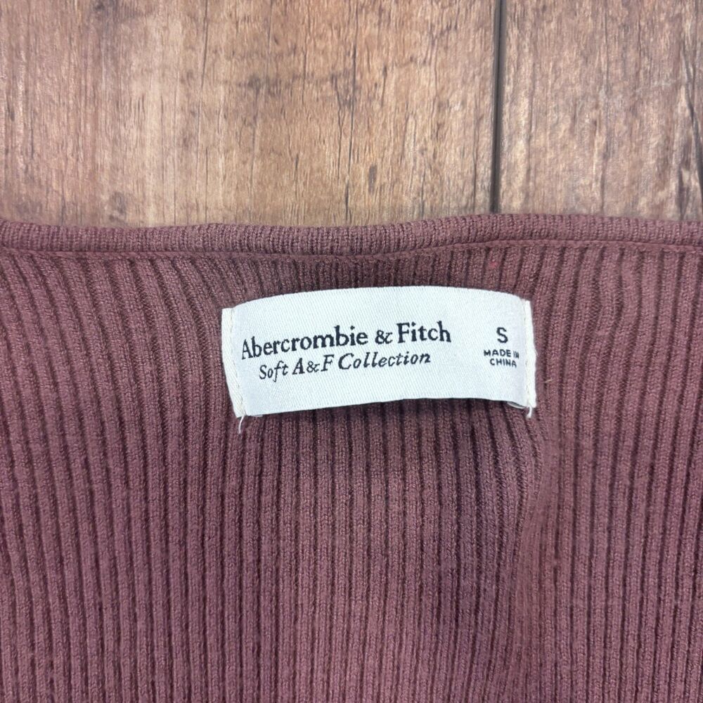 Abercrombie & Fitch LuxeLoft Soft Date Night Sweater Knit Sweetheart Top Brown S - Picture 4 of 8